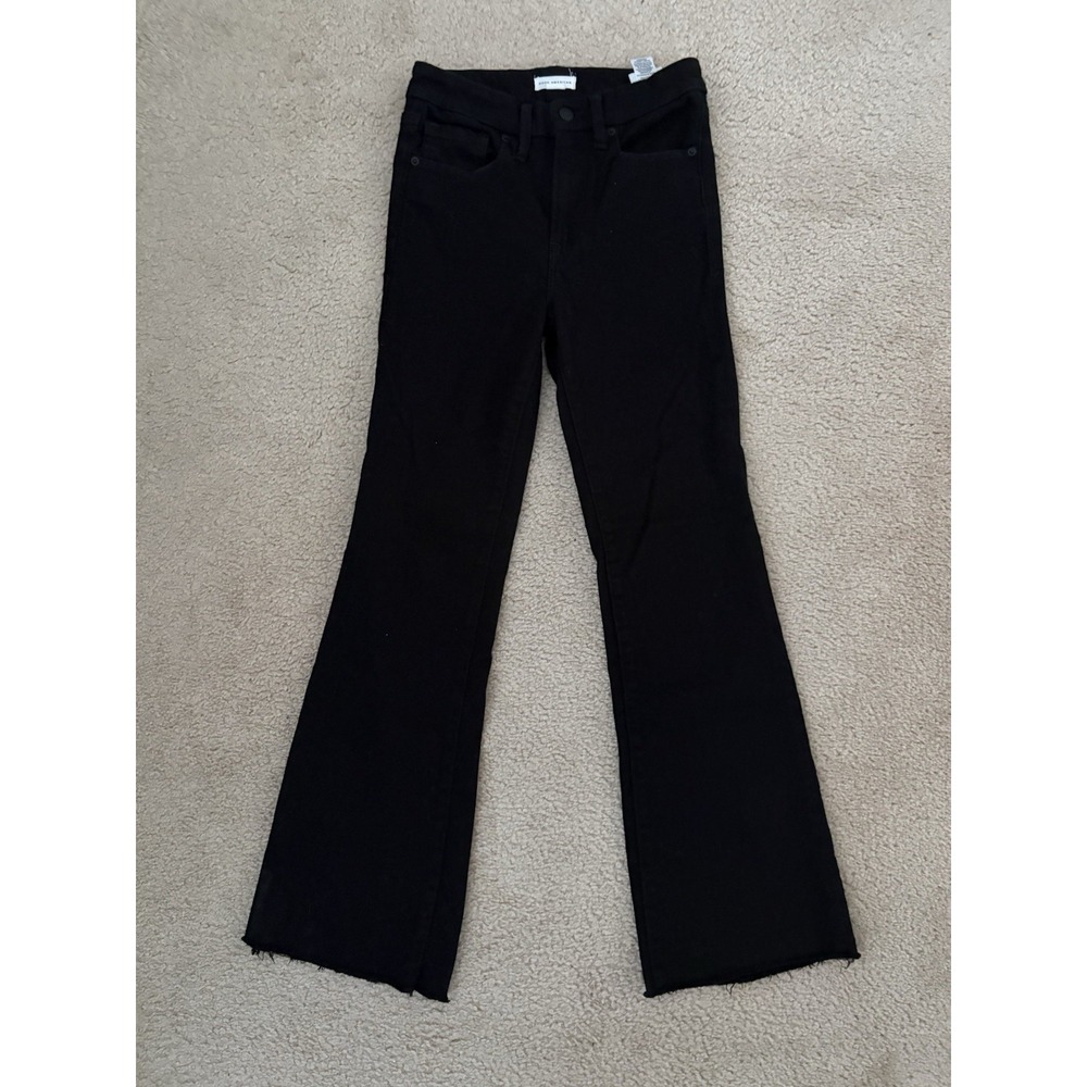 Good American Never Fade Good Classic Slim Bootcut Jeans Black 2/26